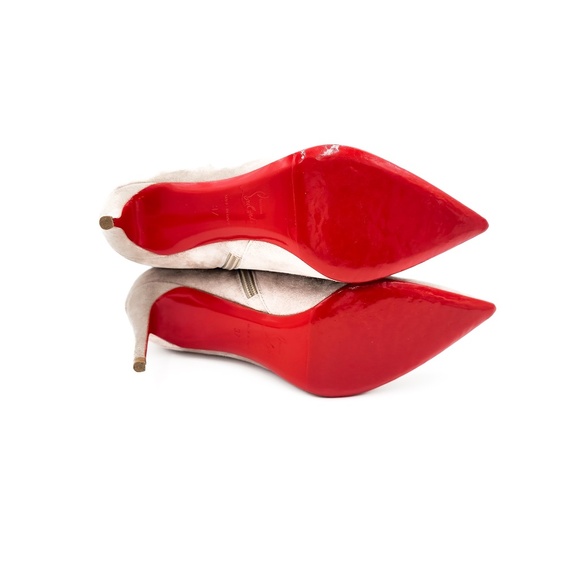 Christian Louboutin Grey Suede Studded Heeled Ankle Boots EU 37 - Picture 11 of 11